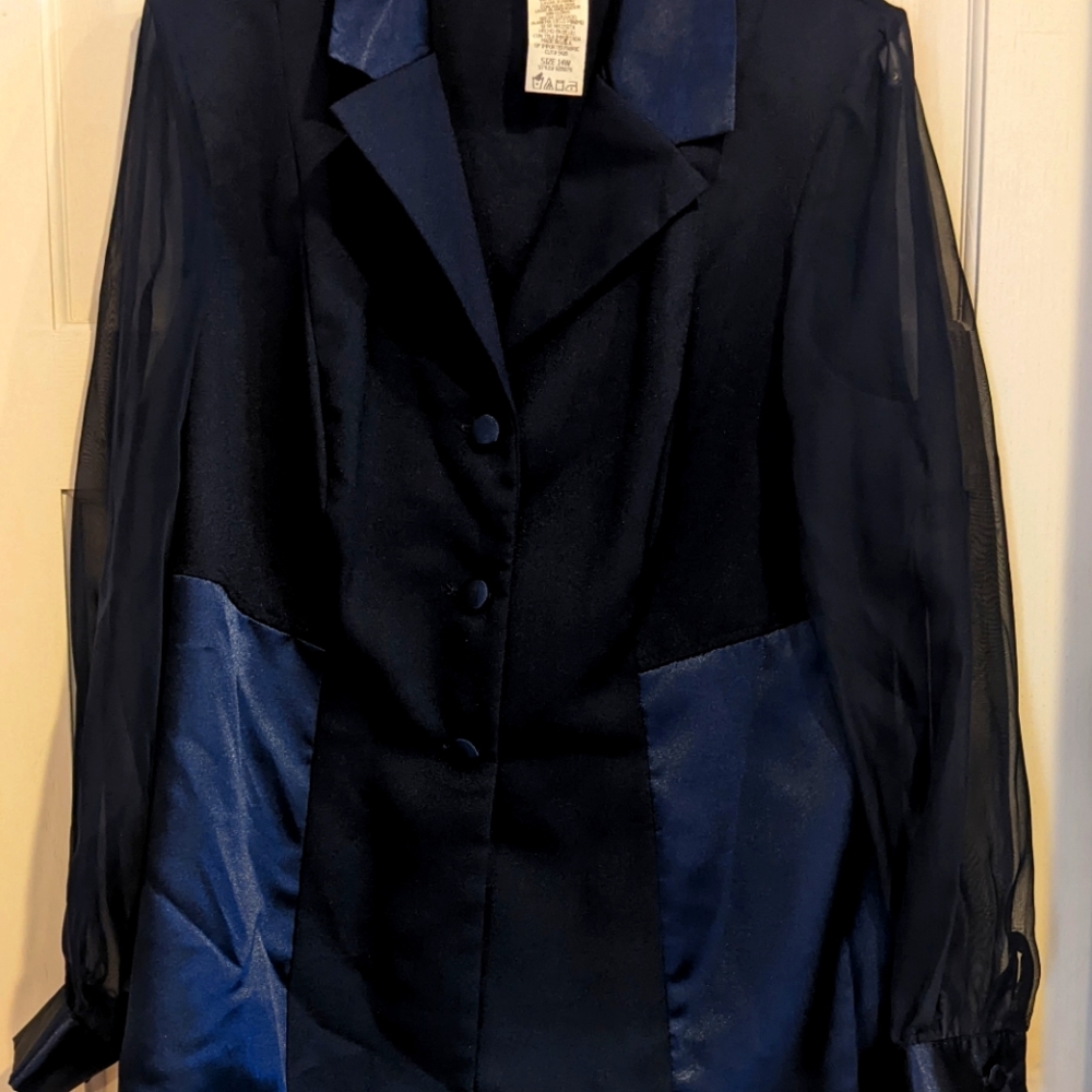 Vintage 1990s gorgeous Helen Blake evening navy  blue pantsuit.